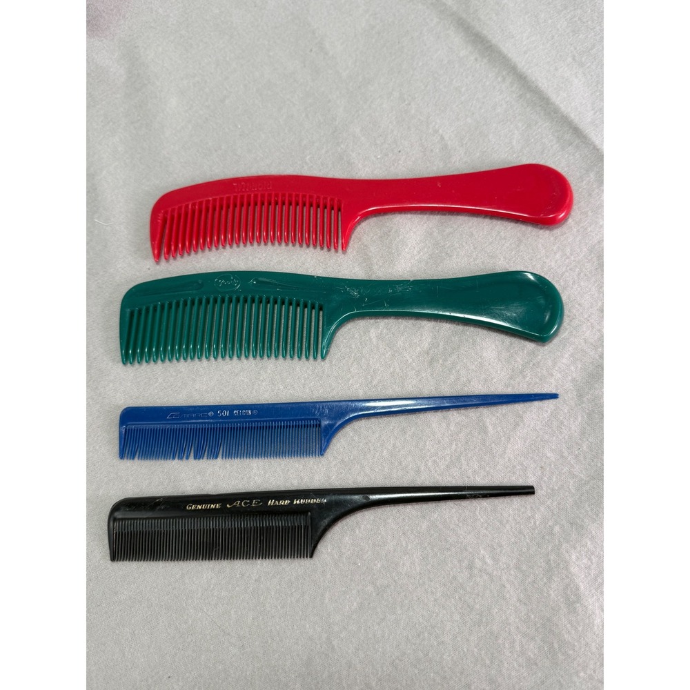 VTG Hair Comb Lot of 4 Genuine Ace Hard Rubber Comare 501 Celcon, Goody Wilhold